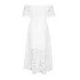 thumbnail image 5 of Women"s Bohemian Lace Long Dress White Beach Dress Short Sleeve Off-the-shoulder Dress-yu, 5 of 5
