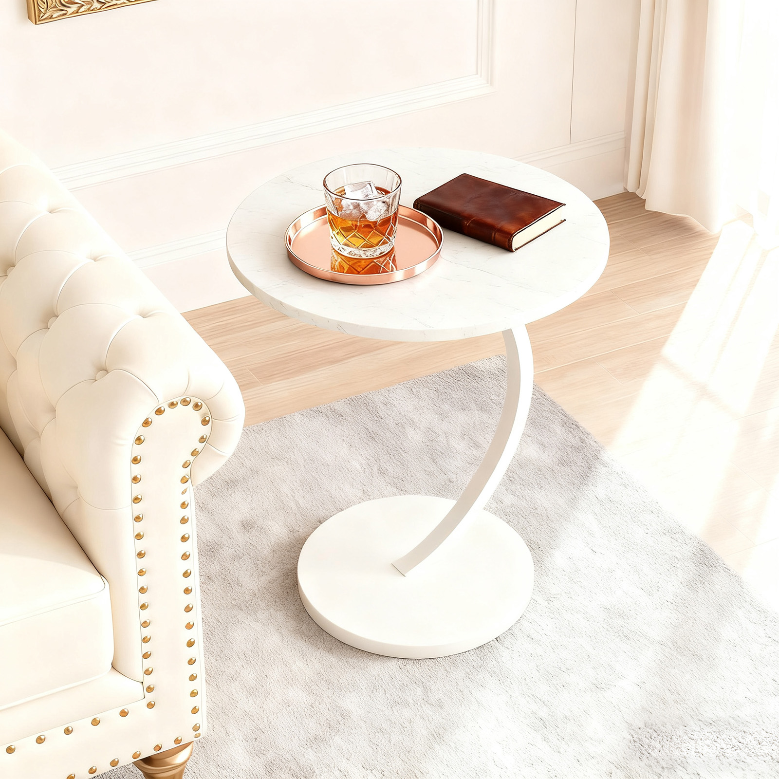 PinkSheep Adjustable Small Side Table End Table Accent Table Tray Table for Living Room Small Spaces