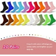thumbnail image 2 of 20 Pairs Womens Socks, Solid Color Crew Socks Colorful Lightweight Cotton Athletic Socks, 2 of 5
