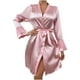 thumbnail image 2 of Karight Women's Satin Robes Ruffled Sleeve Silk Robe Short Kimono Bride Bathrobes Lace Trim Loungewear with Pockets, 2 of 8
