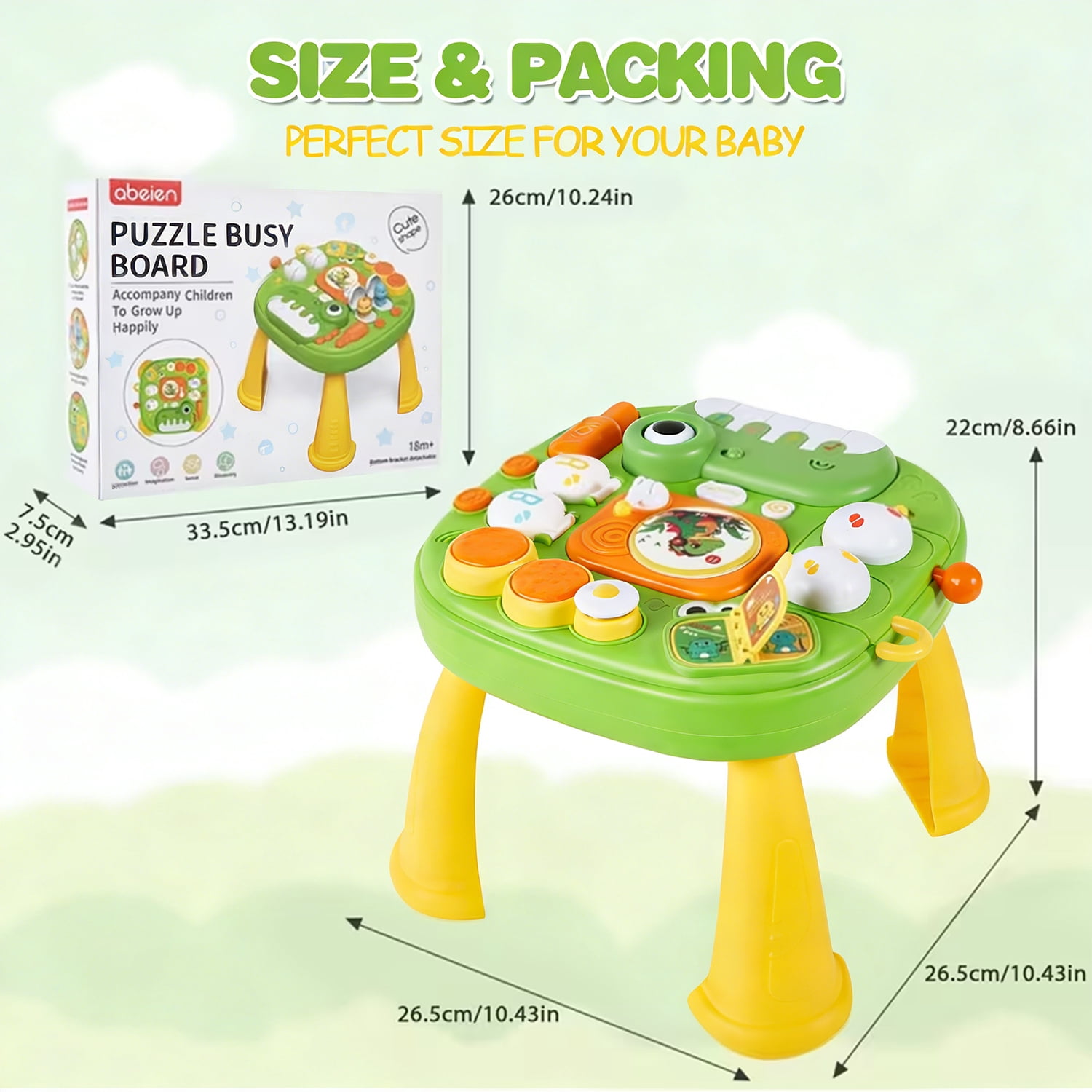 LINXUXIE Baby Activity Table, Sitting Play Musical Activity Keyboard & Detachable Legs for Toddlers, Activity Center for Kids 1-3 3-5 5-8 Year Old