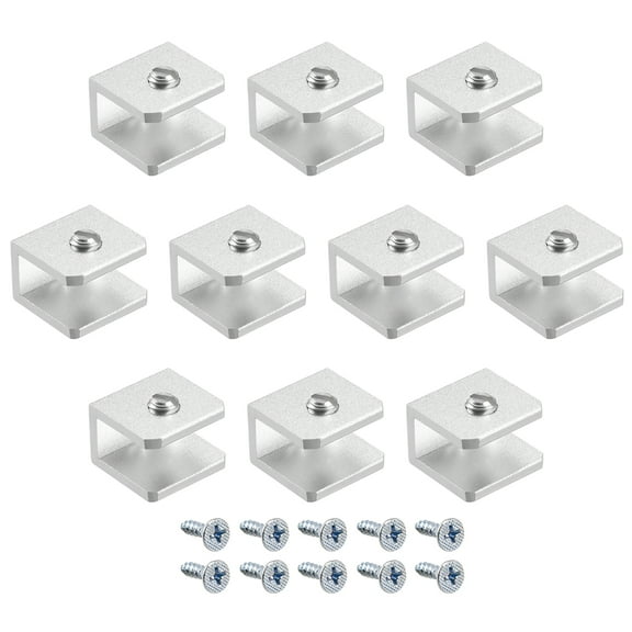 Glass Shelf Brackets Aluminum Alloy Clamp Rectangle for 5-8mm , 10Pcs