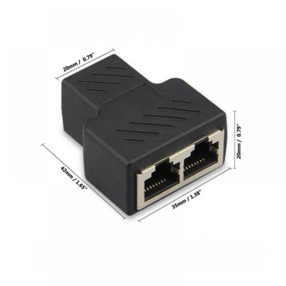 1 To 2 Ways RJ45 LAN Ethernet Network Female Connector Adapter Splitter Cable 