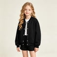 thumbnail image 4 of MKOSPLRT Kids Button Down Jackets Lightweight Bomber Jacket Coats Long Sleeve Solid Casual Sweatshirt Outerwear with Pocket 4-15 Years, 4 of 6