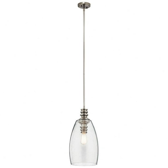 1 Light Contemporary Pendant Light Fixture with Clear Seeded Glass-Classic Pewter Finish Bailey Street Home 147-Bel-2748626