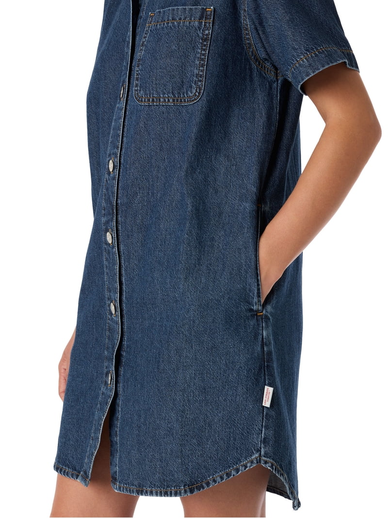 levi t shirt dress Louisa Short Sleeve Denim Dress - Medium Wash