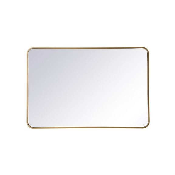 Soft corner metal rectangular mirror 28x42 inch in Brass