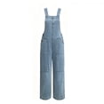 thumbnail image 7 of Vivianyo HD Women's Adjustable Strap Denim Overalls, Casual Loose Wide Leg Jumpsuit With Front Patch Pockets, Women's Light Blue, Sizes S-2XL, 7 of 7