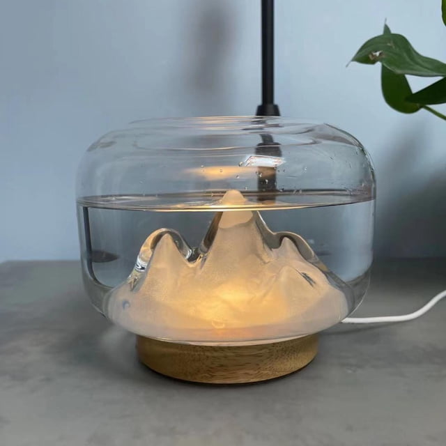 Glass Betta Bowl Snow Mountain Aquarium Mini Tank Clear Desktop Bowl Acuario Decoración para Sala de Dormitorio