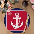 thumbnail image 3 of Nautical Anchor Round 13 Inch Placemats Set of 4, Blue Red Coastal Ocean Beach Compass HeatResistant Non Slip Place Mats for Dining Table, Wipeable Braided Kitchen Table Mats for Housewarming, 3 of 9