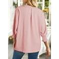 thumbnail image 2 of Women's Dressy Casual V Neck Batwing Sleeve Blouse - Loose Fit Smocked Cuff Fall Tops, 2 of 8