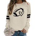thumbnail image 2 of zaveiop Women Sports Shirt Football Graphic Long Sleeve Sweatshirt Football Print Pullover Hoodies (Beige, S), 2 of 4