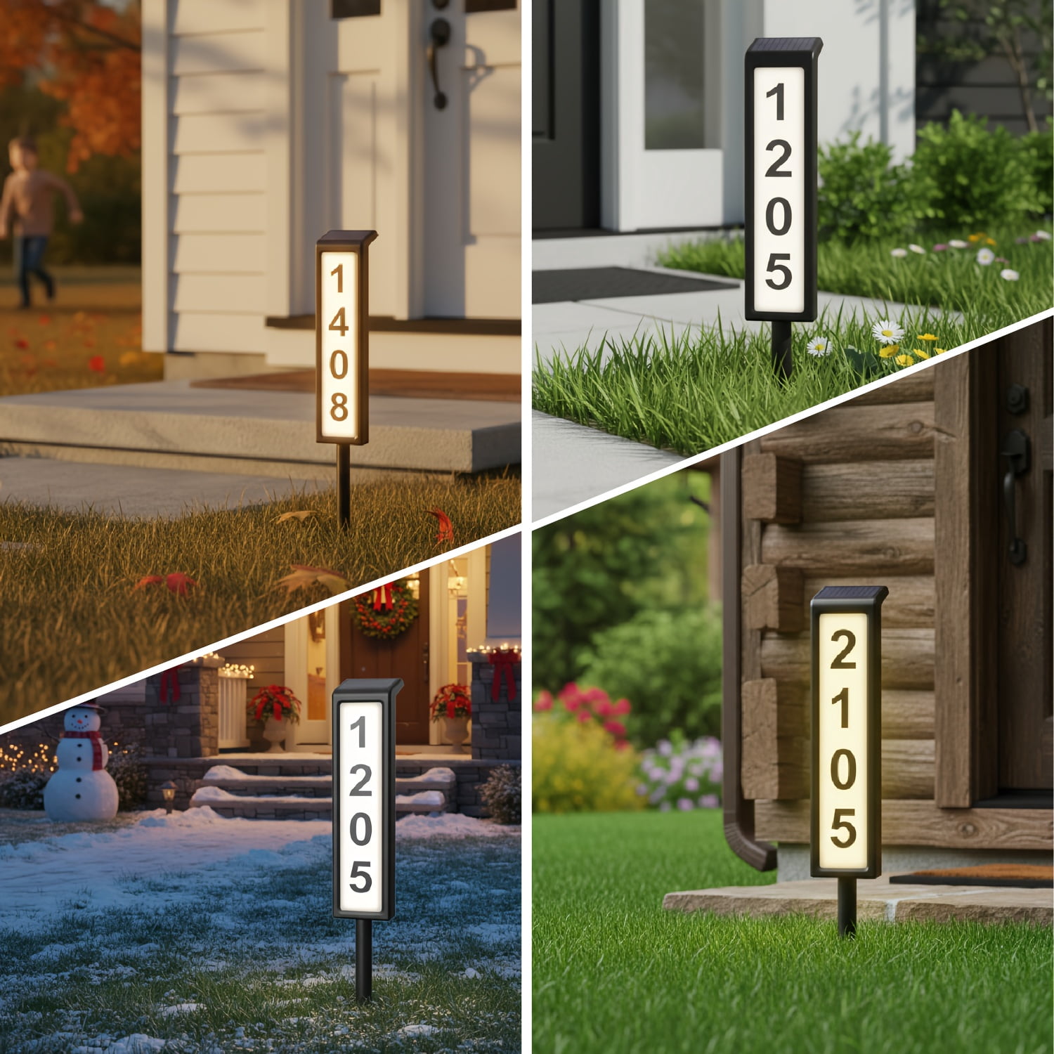 Solar Address Sign, House Numbers for Outside, Lighted Address Plaque Outdoor Waterproof, Illuminated LED Address Number