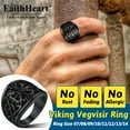 thumbnail image 3 of FaithHeart Nordic Viking Vegvisir Pirate Compass Ring for Men Solid Rune Band Rings Black Stainless Steel Jewelry Punk Celtic Knot Protection Amulet Gift for Rappers Size 8, 3 of 12