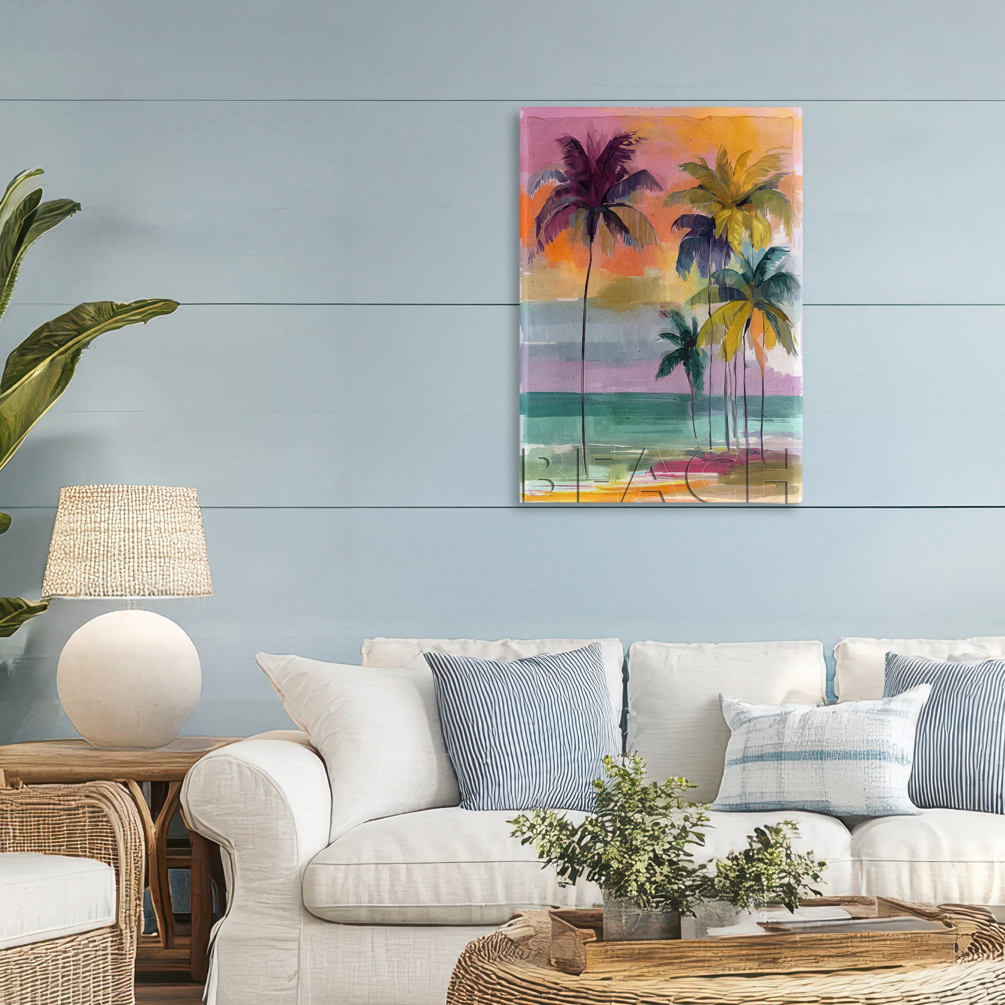 Stupell Industries Crayon Beach at Sunset Canvas Wall Art, design by Annabelle Hall