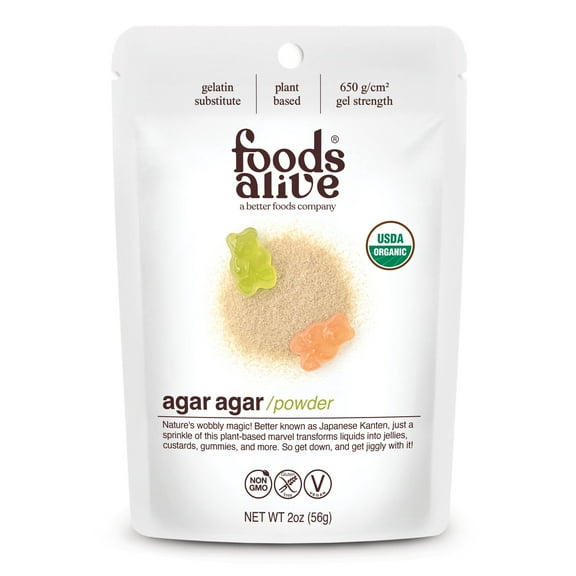 Organic Agar Powder, 2 oz, Foods Alive - Agar Agar Powder, vegan gelatin substitute