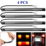 UHUSE 4pcs 48 LED SMD Motorcycle Accessory Brake Stop Turn Signal Tail Light Strip Bar
