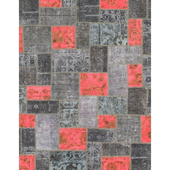 Ahgly Company Indoor Rectangle Abstract Gunmetal Gray Patchwork Area Rugs, 2' x 3'