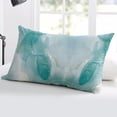 thumbnail image 4 of Ombre Turquoise Marble Throw Pillow Cover Case, Couch Sofa Bed Pillowcase, Soft Decorative Lumbar Pillow Protector, Yellow Lines Modern Boho Art 12x20Inch Reversible Pillow Shams with Zipper, 4 of 6