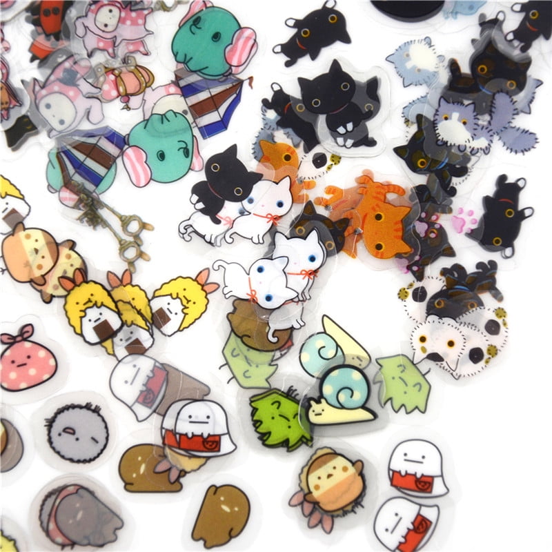 Newly 80Pcs DIY Cute Kawaii Transparent PVC Stickers Lovely Rilakkuma Sticker OS 