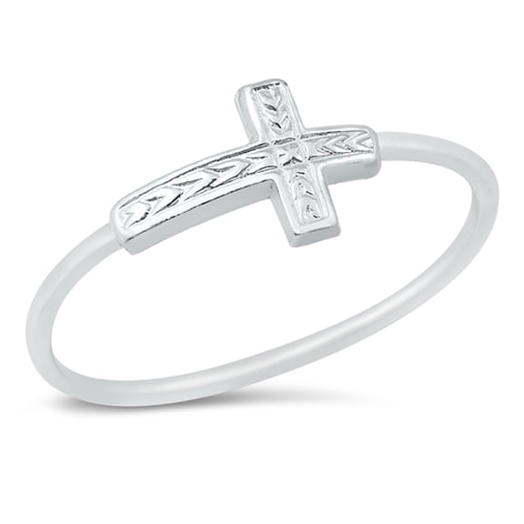 CHOOSE YOUR COLOR Elegant Vintage Style Sideways Cross Ring.925 Sterling Silver Jewelry Female Size 6