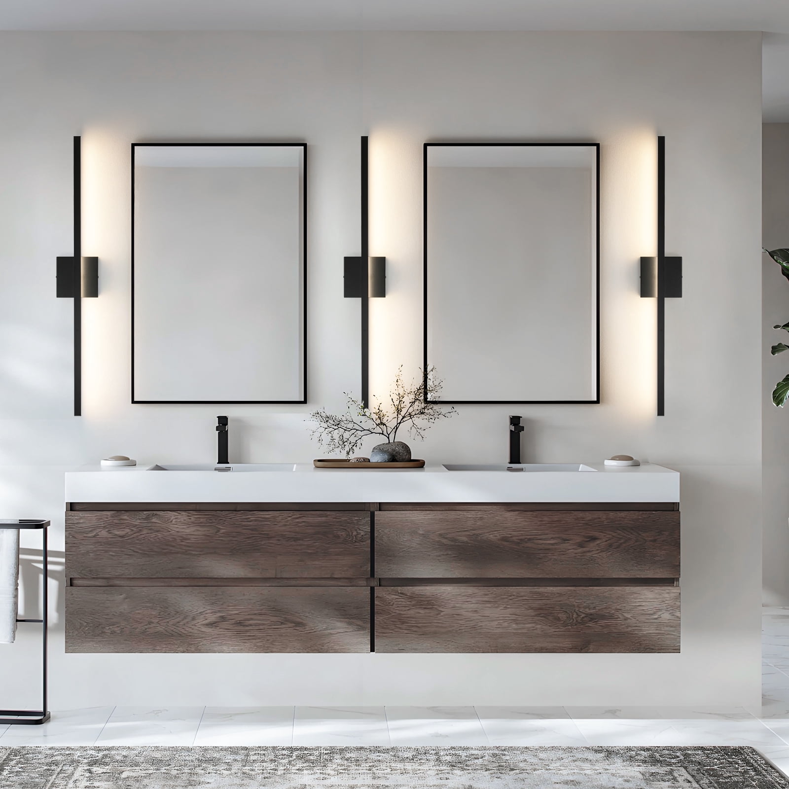 Vanity Light for Bathroom Lighting Fixtures Over Mirror Dimmable Integrated LED 32 inch Modern Vanity Lights Black Bathroom Light Bar Bath Wall Sconce