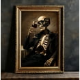 thumbnail image 2 of Skeleton Drinking Wine, Classy Halloween Wall Art, Spooky Season, Printable Wine Wall Art, Bar Cart Decor, Creepy Skull, Matte Canvas Stretched, Posters For Room Bedroom Living Room Wall Decor, 2 of 4