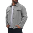 thumbnail image 4 of Men's Casual Lapel Button Long Sleeves Trucker Jacket for Everyday Wear M Gray, 4 of 6