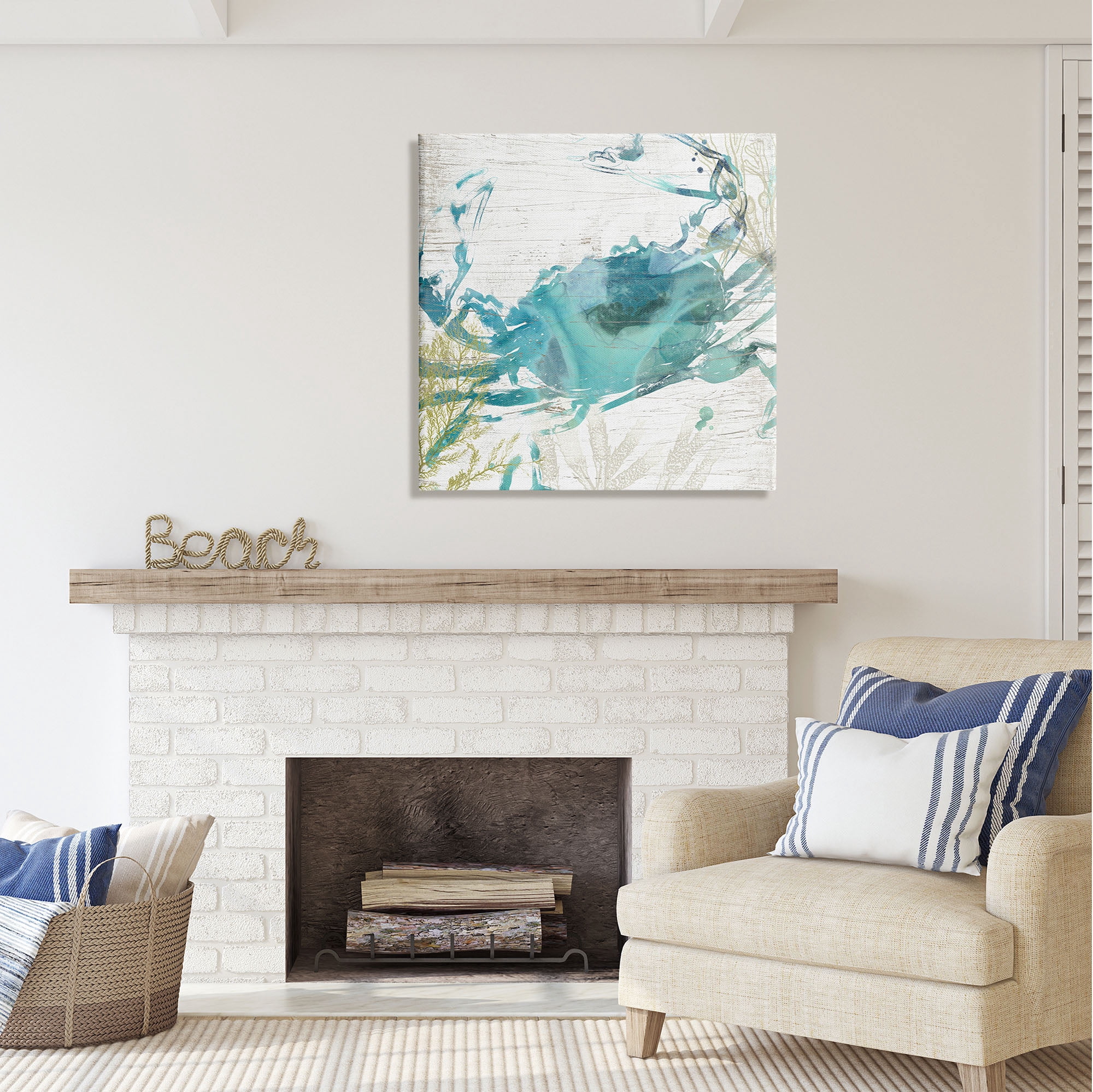 Stupell Industries Rustic Blue Crab Abstract Animals & Insects Painting Gallery Wrapped Canvas Print Wall Art, 30 x 30