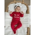 thumbnail image 6 of Spewahor Infant Baby Boys Girls Christmas Romper 0 3 6 12 Months Letter Print Long Sleeve Round Neck Footed Jumpsuit, 6 of 9