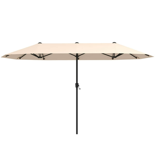 Costway Parasol de Patio Grand de 13 Pi, Parasol de Marché Extérieur à Double Face pour Table, pour Jardin, Beige