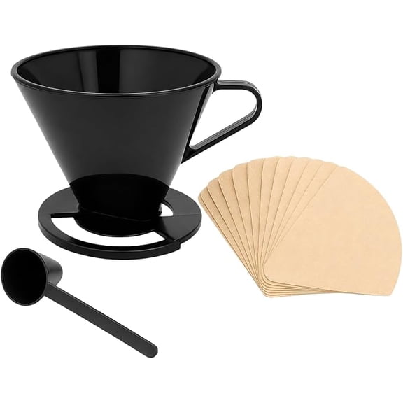 Dependable Industries Pour Over Coffee Dripper Set, Scoop, 10 Filters