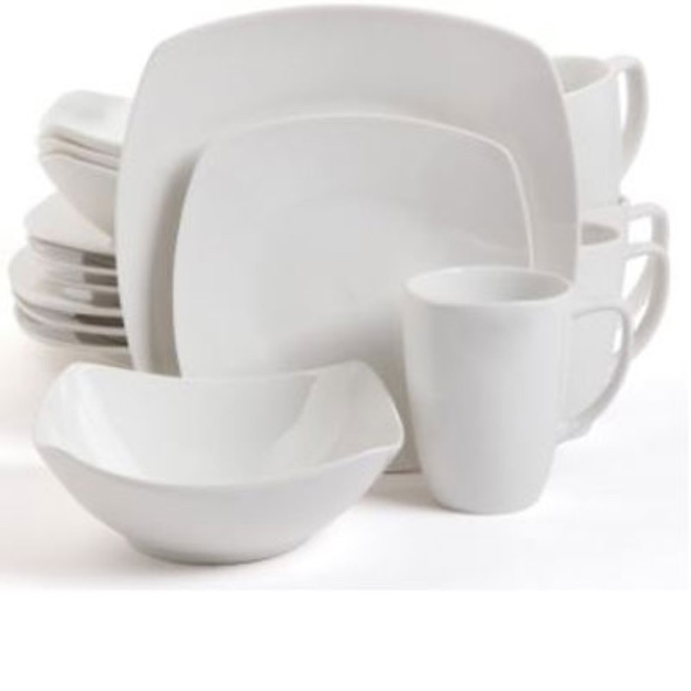 Gibson Zen Buffetware 16 Piece Dinnerware Set in White