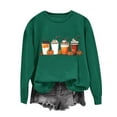 thumbnail image 3 of TKLPEHG Thanksgiving Sweatshirts for Women Fall Pumpkin Coffee Graphic Sweatshirts Fleece Long Sleeve Tops Crewneck Pullover (Army Green,L), 3 of 4