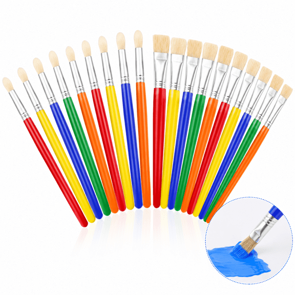 Artrylin 20-Pack Chubby Kids Paint Brushes, Washable Toddler & Preschool Art Brushes – Easy Grip No-Shed Bristles for Acrylic, Tempera, Craft Painting & Classroom (Assorted Colors)