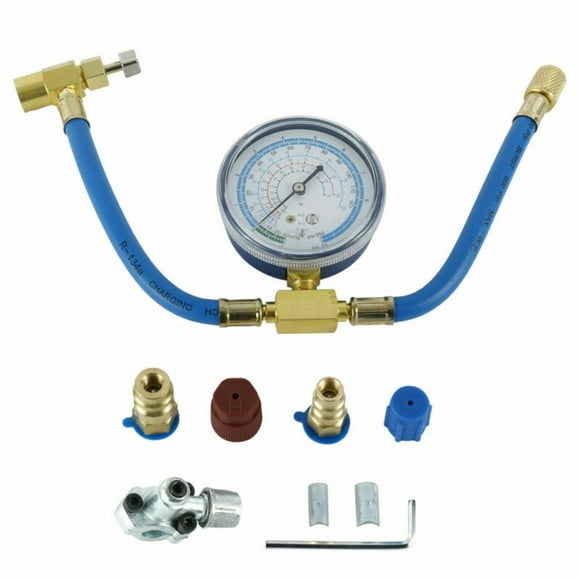 R134A Charging Hose to Refrigerator with Gauge, AC Refrigerant Recharge Hose Kit
