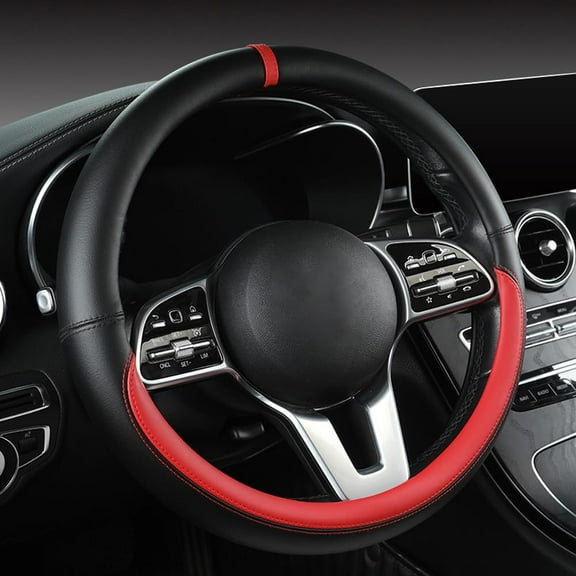 Morandi Color Steering Wheel Cover, Nappa Leather Fashionable Sporty Style, Universal 15 Inches