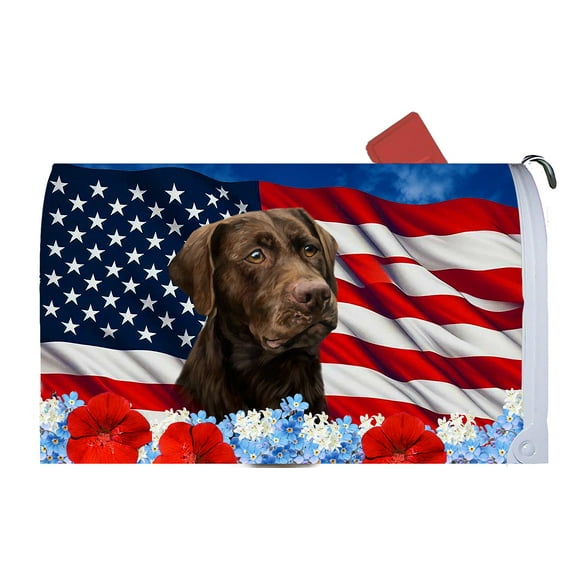 Chocolate Labrador - Best of Breed Patriotic Dog Breed Mail Box Cover