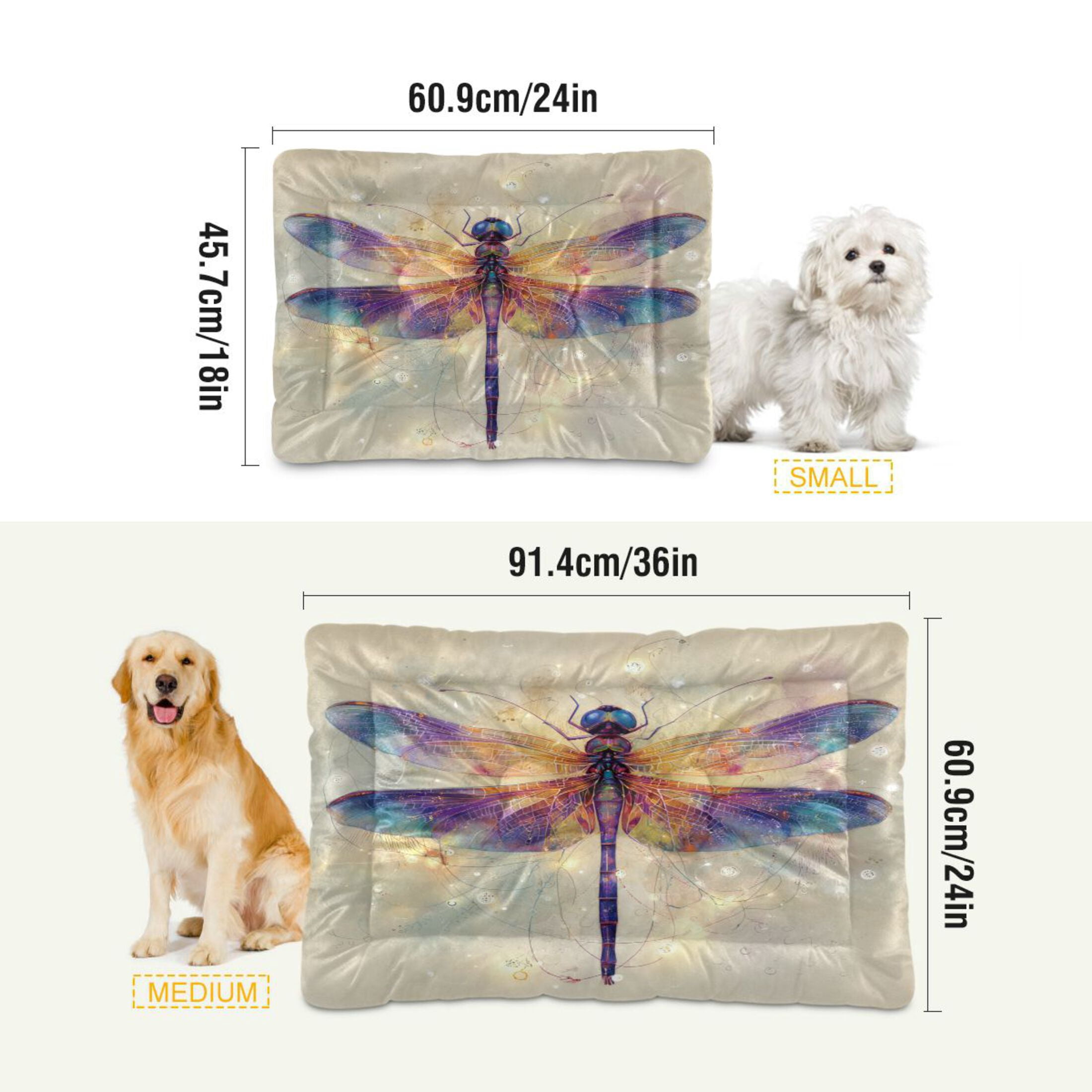 Qxltty Dreamy Dragonfly Ped Pad Wear-resistant and Hard to Bite Through Sleeping Pad for Small Medium Large Dogs Winter Pet Bed 36×24in