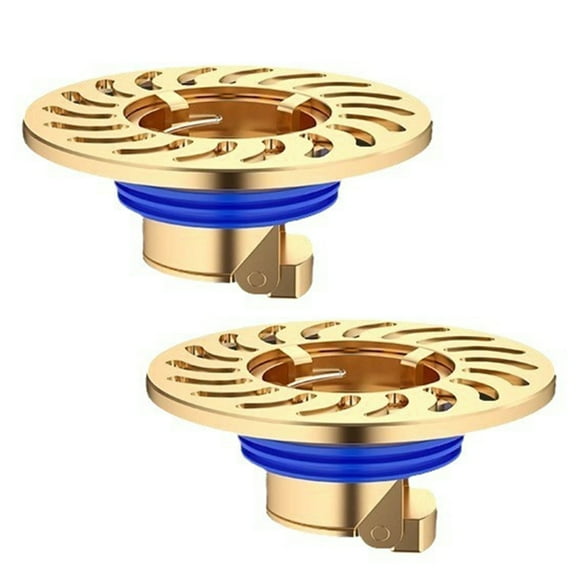 2Pcs Round Shower Floor Drain Copper Round Floor Strainer Antiodor Drainer Shower Strainer Cover Easy to Install