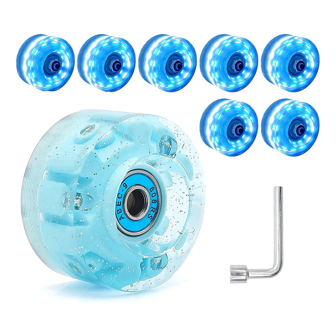 8 Piece Upgrade Light up Roller Skate Wheels Luminous Skate Wheels with Blue 