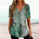 thumbnail image 1 of ICHUANYI Clearance Women Fashion Casual Printing Shirts Short Sleeve Loose Tee Tops Tunic Blouse(Green, XL) ICHUANYI WER2023081002422, 1 of 5