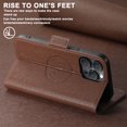 thumbnail image 6 of Wallet Case for iPhone 14, [Compatible with Magsafe] PU Leather Wallet Case with Card Slots&Magnetic Clasp [Flip Fold Kickstand] Shockproof Anti-fall Rugged Phone Case,Brown, 6 of 13