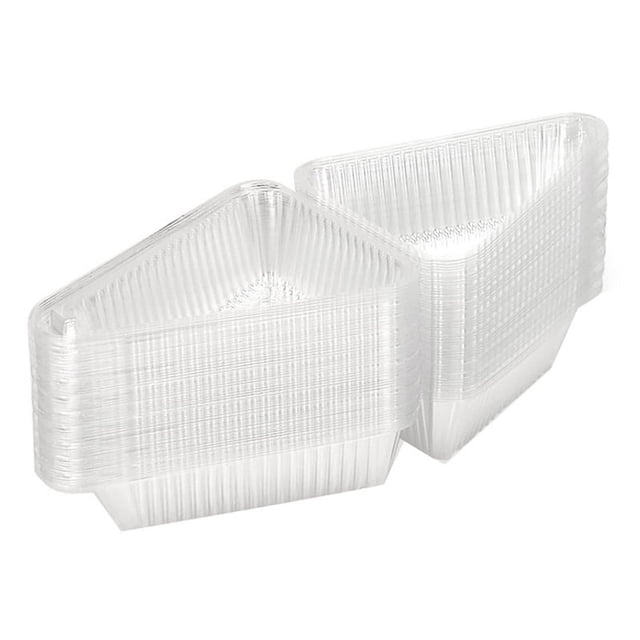 LEEYNEER 50Pcs Cake Slice Containers with Hinged Lid Disposable Pie Slice Boxes Individual Cheesecake Containers Cake Carriers