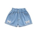 thumbnail image 2 of CYRBOKO Girls Denim Shorts, Gift Loose Elastic Waist Vacation Summer Shorts White Size 8-9 T, 2 of 7