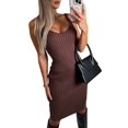 thumbnail image 2 of Women'S 2 Piece Sets Long-Sleeved Sweater Round-Neck Knitted Crop Top and V-Neck Slim Midi Dress Dark Brown XXXL, 2 of 8