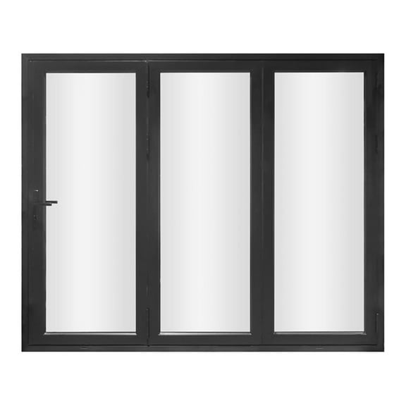 Pemberly Row 3 Panels Folding Doors - Black Folded Out From Left To Right