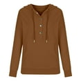 thumbnail image 5 of FAIWAD Womens Hooded Button Drawstring Sweatshirts with Pockets Long Sleeve Pullover Tops Fall Winter Trendy, 5 of 6