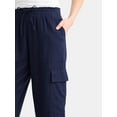 thumbnail image 4 of Time and Tru Women’s and Women’s Plus Linen Blend Cropped Cargo Pants, 27" Inseam, Sizes XS-3XL, 4 of 5