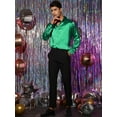 thumbnail image 4 of Unique Bargains Men's Satin V Neck Long Sleeves Button Down Prom Shirts XL Green, 4 of 6